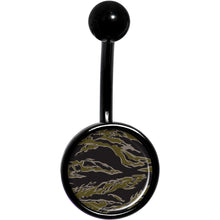 Load image into Gallery viewer, Tiger Camo Print Black Belly Ring