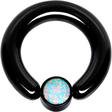 Load image into Gallery viewer, 6G 1/2 White Faux Opal 6mm Disc Black IP BCR Captive Ring