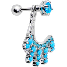 Load image into Gallery viewer, 1/4 Aqua Gem Darling Fan Dangle Cartilage Tragus Piercing