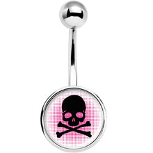 Load image into Gallery viewer, Pink Black Skull Belly Ring