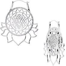 Load image into Gallery viewer, Lotus Flower Mandala Tunnel Plug Earrings