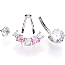 Load image into Gallery viewer, Clear Pink CZ Gem Sassy Sparkle Butterfly Dangle Belly Ring