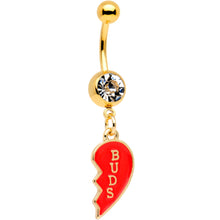 Load image into Gallery viewer, Clear Gem Best Buds Heart Dangle Belly Ring Set of 2