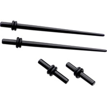 Load image into Gallery viewer, Black Acrylic Straight Plug and Tapers Set of 4