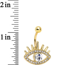 Load image into Gallery viewer, Clear Gem Gold Anodized Steel Fancy Lashes Eye Belly Ring