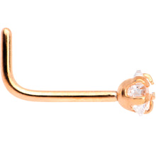 Load image into Gallery viewer, 20G 1/4 Clear Star 3mm CZ Gem Rose Gold IP L-Shape Nose Ring
