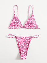 Load image into Gallery viewer, Zebra Print Push Up Bikini New Arrival Padded Bra Low Waist Swimsuit Female Swimwear Women Women's Ruffle Triangle Bikini Frill Printed String Tie Side Two Piece Set Swimsuit