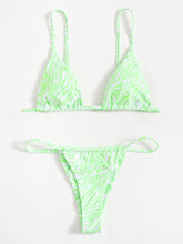 Load image into Gallery viewer, Zebra Print Push Up Bikini New Arrival Padded Bra Low Waist Swimsuit Female Swimwear Women Women's Ruffle Triangle Bikini Frill Printed String Tie Side Two Piece Set Swimsuit
