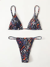 Load image into Gallery viewer, Zebra Print Push Up Bikini New Arrival Padded Bra Low Waist Swimsuit Female Swimwear Women Women's Ruffle Triangle Bikini Frill Printed String Tie Side Two Piece Set Swimsuit