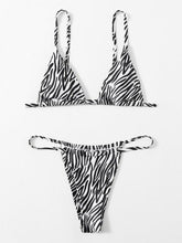 Load image into Gallery viewer, Zebra Print Push Up Bikini New Arrival Padded Bra Low Waist Swimsuit Female Swimwear Women Women's Ruffle Triangle Bikini Frill Printed String Tie Side Two Piece Set Swimsuit