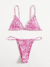 Load image into Gallery viewer, Zebra Print Push Up Bikini New Arrival Padded Bra Low Waist Swimsuit Female Swimwear Women Women's Ruffle Triangle Bikini Frill Printed String Tie Side Two Piece Set Swimsuit
