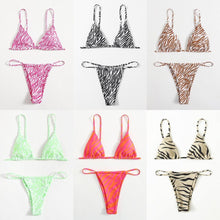 Load image into Gallery viewer, Zebra Print Push Up Bikini New Arrival Padded Bra Low Waist Swimsuit Female Swimwear Women Women's Ruffle Triangle Bikini Frill Printed String Tie Side Two Piece Set Swimsuit