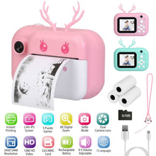 Load image into Gallery viewer, Zero Ink Selfie Camera 1080P HD Video Recorder with Dual Lens 3 Roll Print Papers