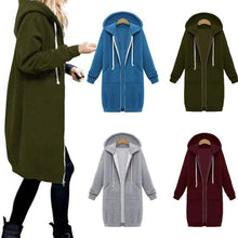 Load image into Gallery viewer, Zipper Front Pocket Drawstring Hoodie