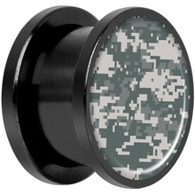 Load image into Gallery viewer, Digital Camo Print Black Anodized Screw Fit Plug Set 9/16