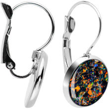 Load image into Gallery viewer, Handcrafted Black Faux Opal Splash Leverback Earrings