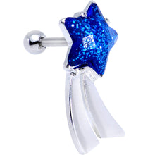Load image into Gallery viewer, 16G 1/4 Blue Gem Star Comet Tragus Cartilage Earring