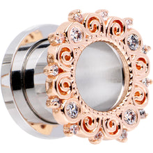 Load image into Gallery viewer, 00G Clear Gem Flowering Frame Screw Fit Tunnel Plug Set