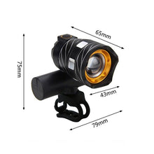 Load image into Gallery viewer, Zoomable LED Bicycle Light Bike Front Lamp Headlight With USB Rechargeable Built-In Battery Bike Light Set USB Rechargeable Powerful LED Bicycle Headlight And Tail Light Combo