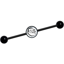 Load image into Gallery viewer, 14G Christmas Retro Santa Ho Ho Ho Black Industrial Barbell 37mm