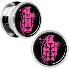 Load image into Gallery viewer, Pink Grenade Steel Screw Fit Plug Set 9/16