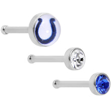 Load image into Gallery viewer, 20G Licensed NFL Indianapolis Colts Logo Nose Bone 3 Pack Set