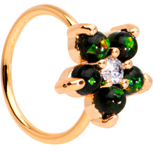 Load image into Gallery viewer, 5/16 Green Faux Opal CZ Rose Gold IP Flower Seamless Circular Ring