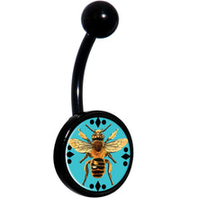 Load image into Gallery viewer, Buzzing Bumble Bee Black Belly Ring