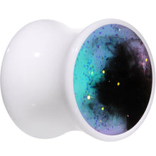 Load image into Gallery viewer, Deep Space Galaxy White Acrylic Saddle Plug Set Available Sizes 0G to 20mm