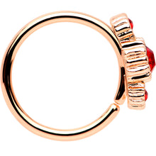 Load image into Gallery viewer, 20G Red CZ Gem Rose Gold IP Triplet Seamless Circular Ring