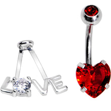 Load image into Gallery viewer, Clear Red CZ Gem Love is in the Air Dangle Belly Ring