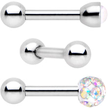 Load image into Gallery viewer, 16G 1/4 White Faux Opal Inlay Cartilage Tragus Earring 3 Pack Set