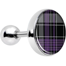 Load image into Gallery viewer, 16G 1/4 Winter Purple Black Plaid Tragus Cartilage Earring
