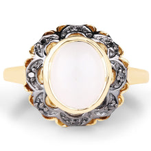 Load image into Gallery viewer, 3.04 Carat Genuine White Moonstone and Black Diamond .925 Sterling Silver Ring
