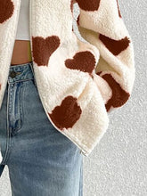 Load image into Gallery viewer, Cute Heart Zip Up Drop Shoulder Furry Jacket Cozy &amp; Trendy Cold-Weather Essential Warm Soft Winter Jacket For Your Girl
