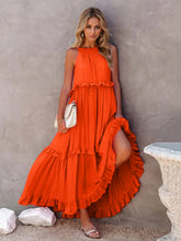 Load image into Gallery viewer, Romantic Ruffled Sleeveless Tiered Maxi Dress with Pockets Elegant &amp; Chic Statement Beautiful Design Dress
