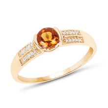 Load image into Gallery viewer, 0.51 Carat Genuine Citrine and White Diamond 14K Yellow Gold Ring
