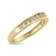 Load image into Gallery viewer, 14K Yellow Gold Plated .925 Sterling Silver 1/2 Cttw Channel Set Round Champagne Diamond 11 Stone Band Ring (K-L Color, I1-I2 Clarity) - Size 7
