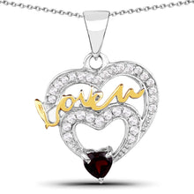 Load image into Gallery viewer, 0.51 Carat Genuine Garnet and White Topaz .925 Sterling Silver Pendant

