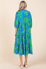 Load image into Gallery viewer, New Summer Tiered Printed Collared Neck Midi Dress – Chic and Sophisticated Midi Dress with Layered Design and Polished Collared Neckline
