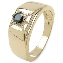 Load image into Gallery viewer, 14K Yellow Gold Plated 0.25 Carat Genuine Blue Diamond .925 Sterling Silver Ring
