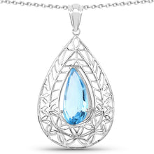 Load image into Gallery viewer, 7.20 Carat Genuine Swiss Blue Topaz .925 Sterling Silver Pendant
