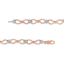Load image into Gallery viewer, 10K Rose Gold 1/2 cttw Diamond Cluster and Infinity Weave Link Bracelet (H-I Color, I2-I3 Clarity) - Size 7"
