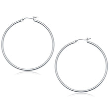 Load image into Gallery viewer, 10k White Gold Polished Hoop Earrings (50 mm)

