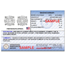 Load image into Gallery viewer, IGI Certified 14K White Gold 1.0 Cttw 4-Prong Set Brilliant Round-Cut Solitaire Natural Diamond Push Back Stud Earrings (G-H Color, I1-I2 Clarity)
