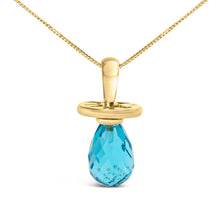 Load image into Gallery viewer, 14K Yellow Gold and Blue Quartz Pacifier Pendant Necklace - 18" Inches
