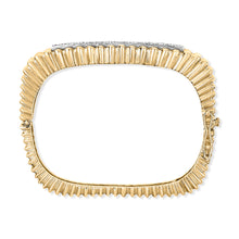 Load image into Gallery viewer, 14K Yellow Gold 1 1/4 Cttw Diamond Ribbed Rounded Rectangle Bangle Bracelet (G-H Color, VS2-SI1 Clarity) - 7.75" Inches
