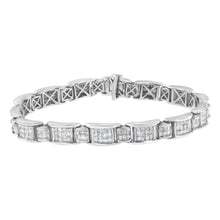 Load image into Gallery viewer, 14K White Gold 5.0 Cttw Princess-Cut Diamond Rectangular Alternating Station 7" Tennis Bracelet (G-H Color, SI1-SI2 Clarity)
