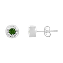 Load image into Gallery viewer, .925 Sterling Silver 1/5 Cttw Round Brilliant-Cut Green Diamond Miracle-Set Stud Earrings (Fancy Color-Enhanced, I1-I2 Clarity)
