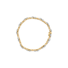 Load image into Gallery viewer, 10k Yellow Gold 3.00 Cttw Round-Cut and Baguette-Cut Floral Link 7.25" Bracelet (I-J Color, I1-I2 Clarity)
